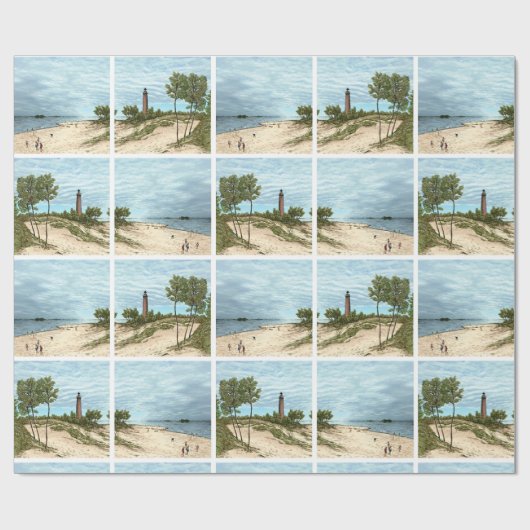 Wenig Punkt-Zobel-Leuchtturm-Packpapier Geschenkpapier (Flach)