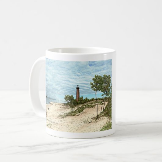 Wenig Punktsable-Leuchtturm-Michigan-Kaffee-Tasse Kaffeetasse (Vorderseite Links)