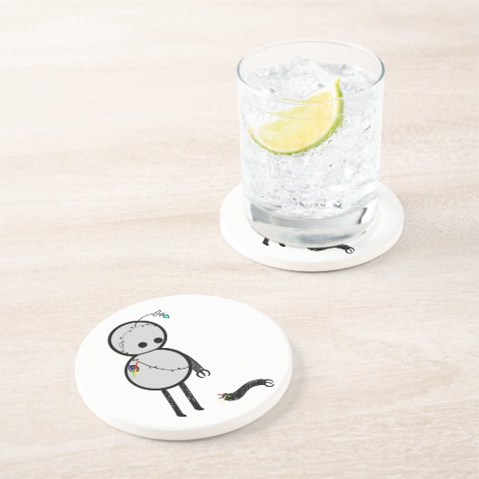 Wenig Roboter mit dem gebrochenen Arm Getränkeuntersetzer (Seite)