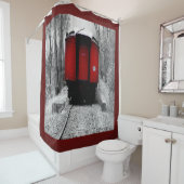 Wenig rote Zug-Kombüse Duschvorhang (Beispiel)