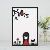 Wenig rotes Band-Kopf-Briefpapier Briefpapier (Stehend Vorderseite)