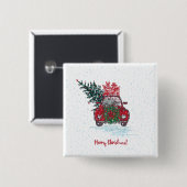 Wenig rotes Weihnachtsauto Button (Vorne & Hinten)