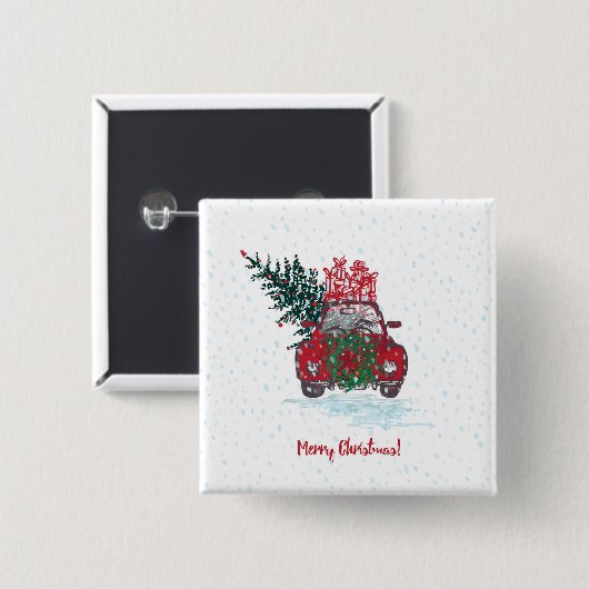 Wenig rotes Weihnachtsauto Button (Vorne & Hinten)