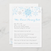 Wenig Schneeflocke-Baby-Duschen-Mama-Quiz-Blau Einladung (Vorne/Hinten)