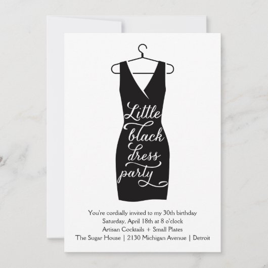 Wenig schwarzes Kleid Einladung (Vorderseite)