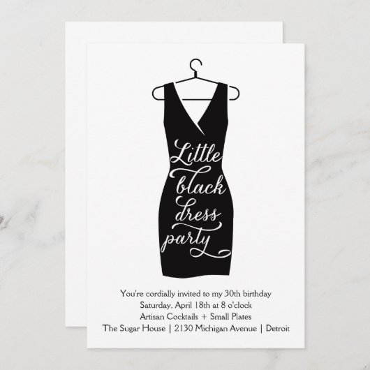 Wenig schwarzes Kleid Einladung (Vorne/Hinten)
