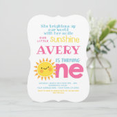 Wenig Sonnenschein-1. Geburtstag Einladung (Stehend Vorderseite)