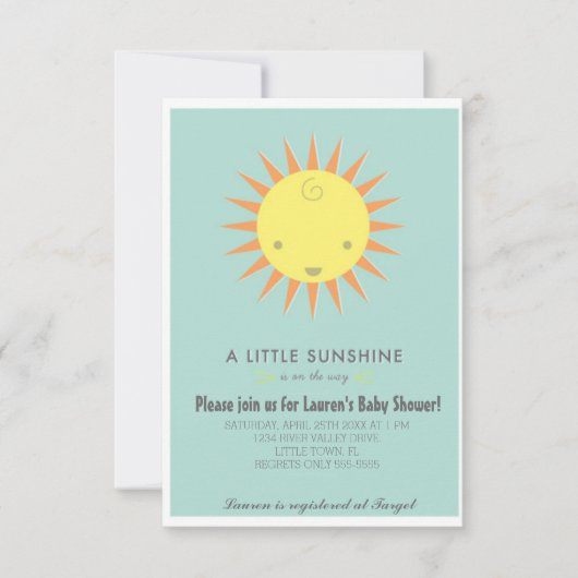 Wenig Sonnenschein-Babyparty Einladung (Vorderseite)