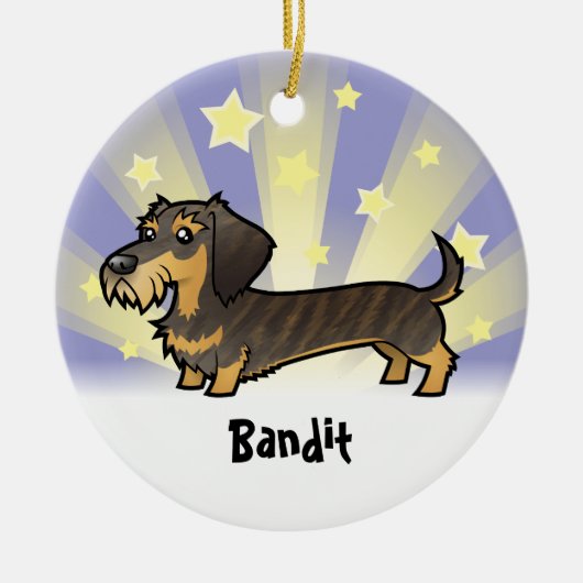 Wenig Stern-Dackel (Drahthaarterrier) Keramik Ornament (Vorne)