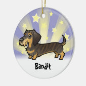 Wenig Stern-Dackel (Drahthaarterrier) Keramik Ornament (Links)