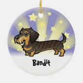 Wenig Stern-Dackel (Drahthaarterrier) Keramik Ornament (Hinten)