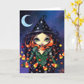 "Wenig Süßigkeits-Hexe-" Gruß-Karte Karte (Gelbe Blume)