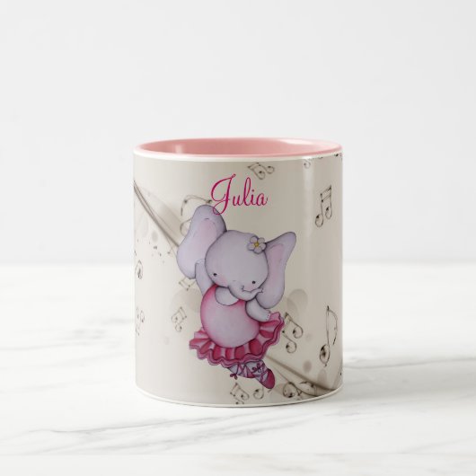 Wenig Tanzen-Ballerina-Elefant-Kaffee-Tasse Zweifarbige Tasse (Mittel)