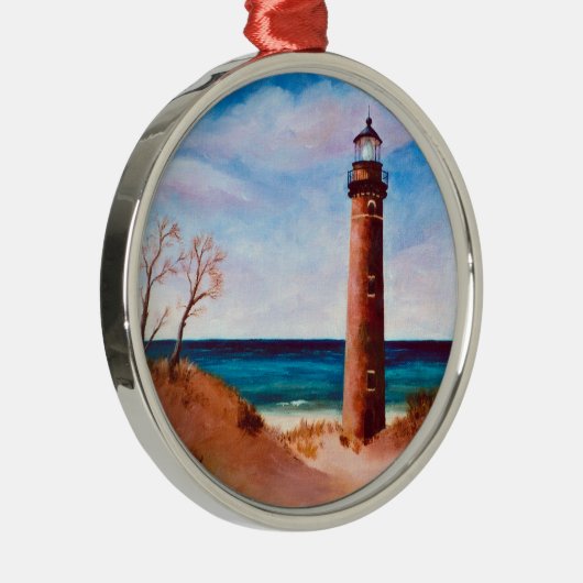 Wenig Zobel-Punkt-Leuchtturm-Verzierung Silbernes Ornament (Rechts)