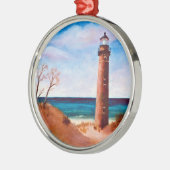 Wenig Zobel-Punkt-Leuchtturm-Verzierung Silbernes Ornament (Links)