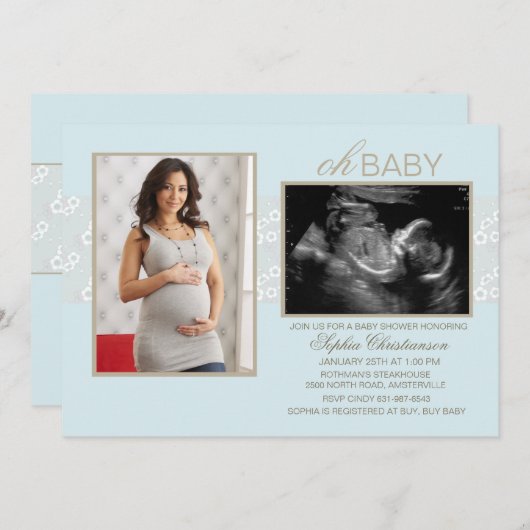 Wenige Flüstern blau Einladung (Vorne/Hinten)