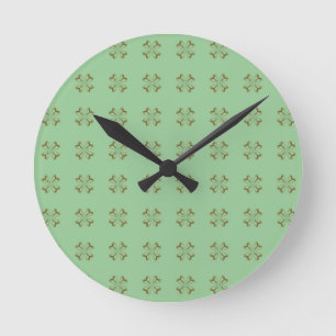 Wenige GoldBlumen auf Minze Runde Wanduhr