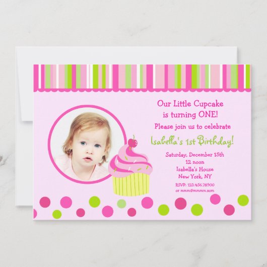 Wenige Kuchen-Foto-Geburtstags-Party Einladungen (Vorderseite)
