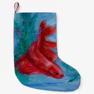 Wenige rote Betta Fische Kleiner Weihnachtsstrumpf