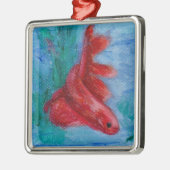 Wenige rote Betta Fische Silbernes Ornament (Links)