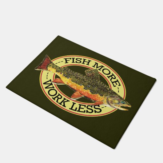 Weniger Arbeit - mehr Fisch Fußmatte (Schrägansicht)