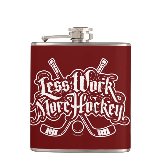 Weniger Arbeit mehr Hockey Flachmann (Vorderseite)