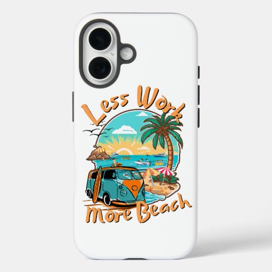 Weniger Arbeit, mehr Strand Case-Mate iPhone Hülle (Rückseite)