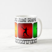 Weniger Arbeit und mehr Badminton Kaffeetasse (VorderseiteRechts)