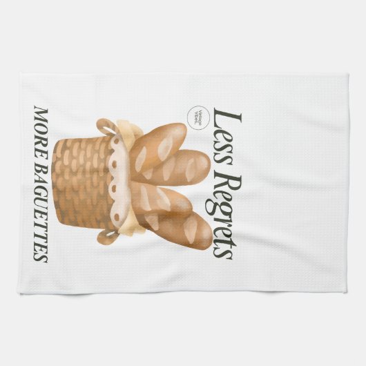 Weniger Bedauern mehr Baguettes Funny Französisch Geschirrtuch (Horizontal)