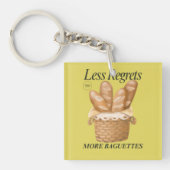 Weniger Bedauern mehr Baguettes Funny Französisch  Schlüsselanhänger (Vorderseite)