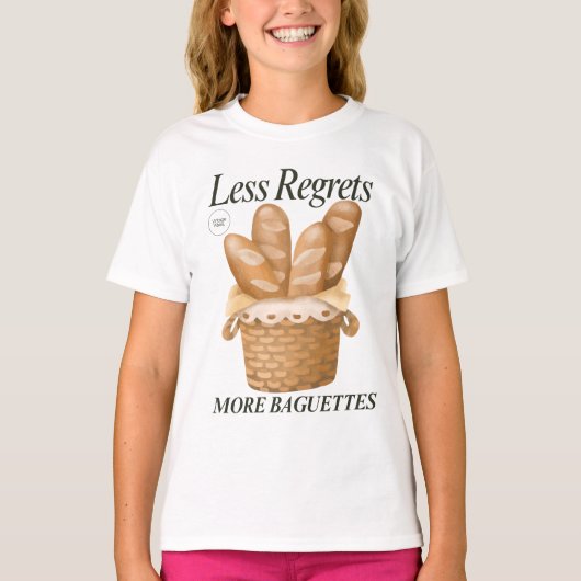 Weniger Bedauern mehr Baguettes Funny Französisch  T-Shirt (Vorderseite)