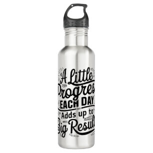 Weniger Fortschritt täglich Edelstahlflasche