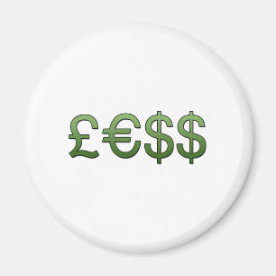 weniger Geld Symbole Pfund, Euro US-Dollar Magnet