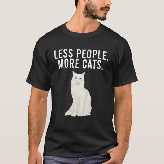 Weniger Leute mehr Katzen Türkisch Angora Einführu T-Shirt (Vorderseite)