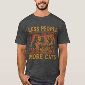 WENIGER MENSCHEN MEHR KATZEN Freunde Retro T-Shirt