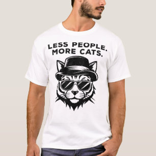 Weniger Menschen, mehr Katzen schwarze Fedora T-Shirt