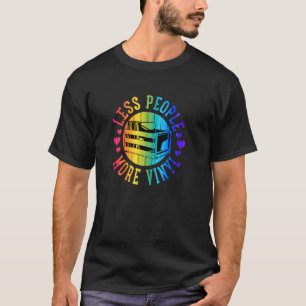 Weniger Menschen Mehr Schallplatten Lustig Retro V T-Shirt