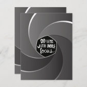 Weniger mit mehr Fokus Mitteilungskarte (Vorne/Hinten)