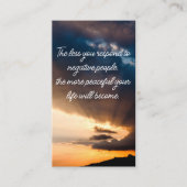 Weniger reagieren Sie auf negative Menschen Sonnen Visitenkarte (Vorderseite)