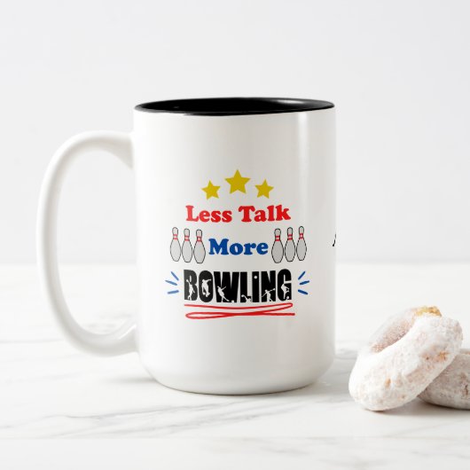 Weniger reden mehr Bowling Funny Trendy Zweifarbige Tasse (Mit Donut)