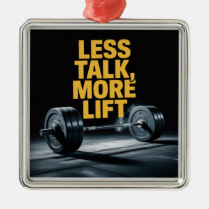 Weniger reden, mehr heben ornament aus metall