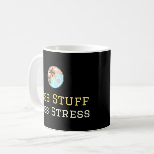 Weniger Stress beim Minimalismismus Kaffeetasse (Vorderseite Links)