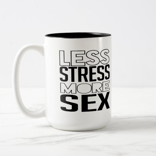 Weniger Stress Zweifarbige Tasse (Links)