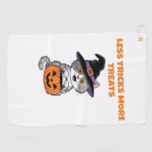 Weniger Tricks mehr Leckereien Halloween-Geschenke Golfhandtuch (Horizontal)