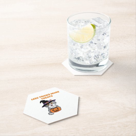 Weniger Tricks mehr Leckereien Halloween-Geschenke Untersetzer (Vor Ort)