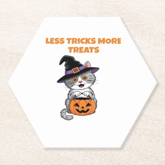 Weniger Tricks mehr Leckereien Halloween-Geschenke Untersetzer (Vorderseite)