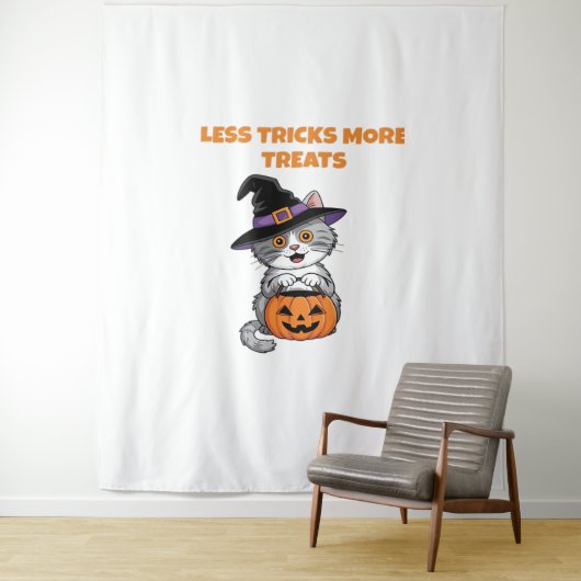 Weniger Tricks mehr Leckereien Halloween-Geschenke Wandteppich (Beispiel)
