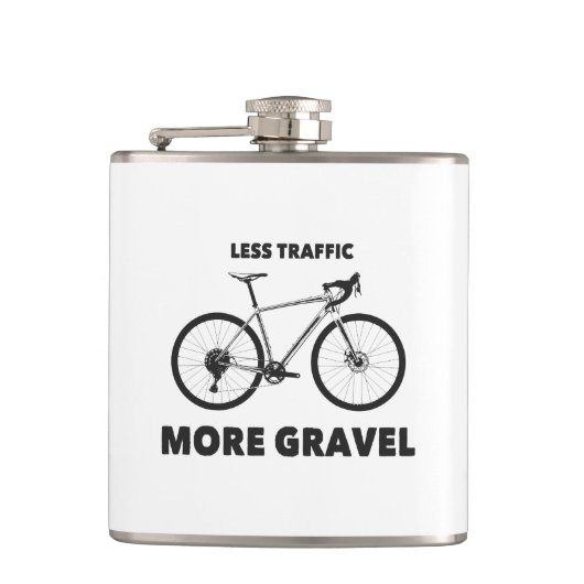 Weniger Verkehr mehr Schotter Flachmann (Vorderseite)