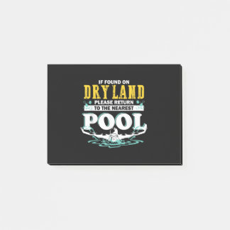 Wenn auf trockenem Land wieder zu Pool schwimmen T Post-it Klebezettel
