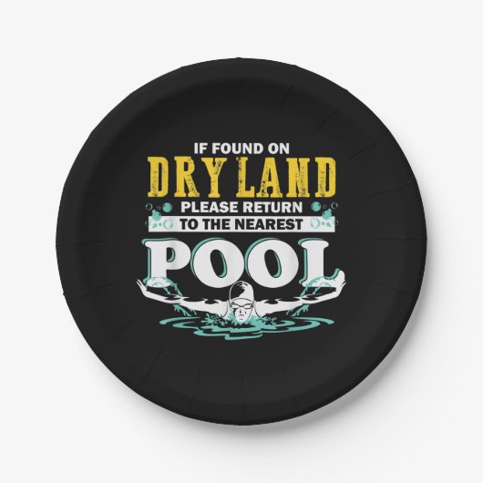 Wenn auf trockenem Land wieder zum Pool schwimmen Pappteller (Vorderseite)
